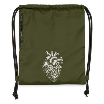 Steampunk Coeur Engrenage - Sac à cordon en polyester recyclé - military green - Devant