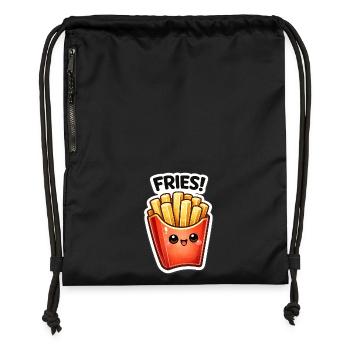 Autocollants de frites de Kawaii Frieze Joie - Sac à cordon en polyester recyclé - noir - Devant