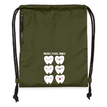 Receptionist Dentist - Gymsac made from recycled material - military green - Front