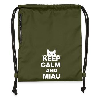 KEEP CALM AND MEOW! CAT LOVER CATLOVER white - Gymsac made from recycled material - military green - Front
