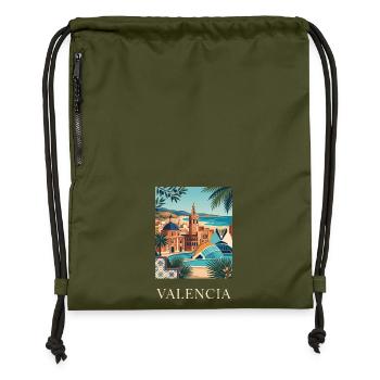 Valencia Coastal Architecture Spain Travel Poster - Gymsac made from recycled material - military green - Front