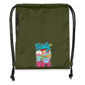 Retour rétro au design vintage des années 80 - Sac à cordon en polyester recyclé - military green - Devant