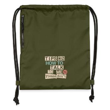 Silent and introverted - Gymsac made from recycled material - military green - Front