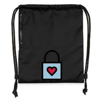Padlock, love lock - Gymsac made from recycled material - black - Front
