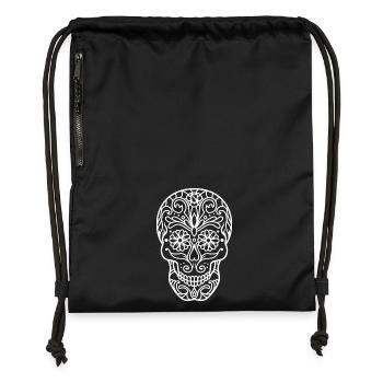 Biker and skull. - Gymsac made from recycled material - military green - Front