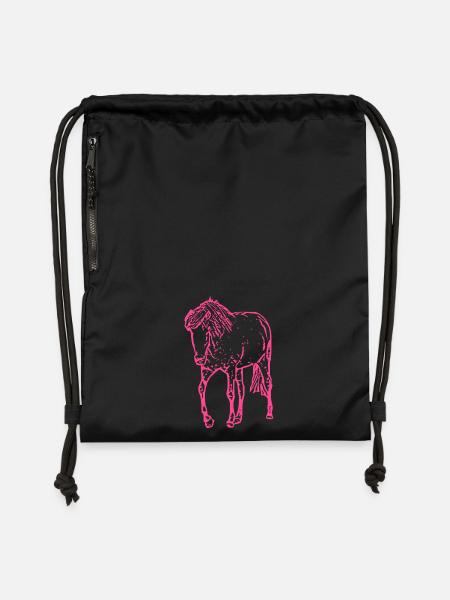 Pferd rosa pink - Turnbeutel aus Recycling-Material - Schwarz
