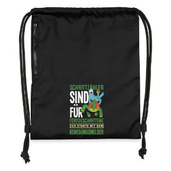 Podomètre? J’utilise le détecteur de mouvement - Sac à cordon en polyester recyclé - noir - Devant