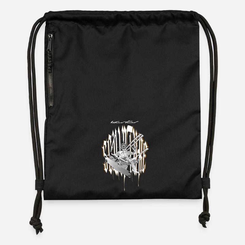 Sculpture de guerrier du vent - Sac à cordon en polyester recyclé - noir