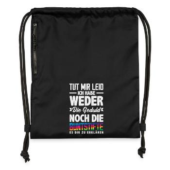 Weder Geduld noch Buntstifte – Sarkasmus - Turnbeutel aus Recycling-Material - military Green - Vorne