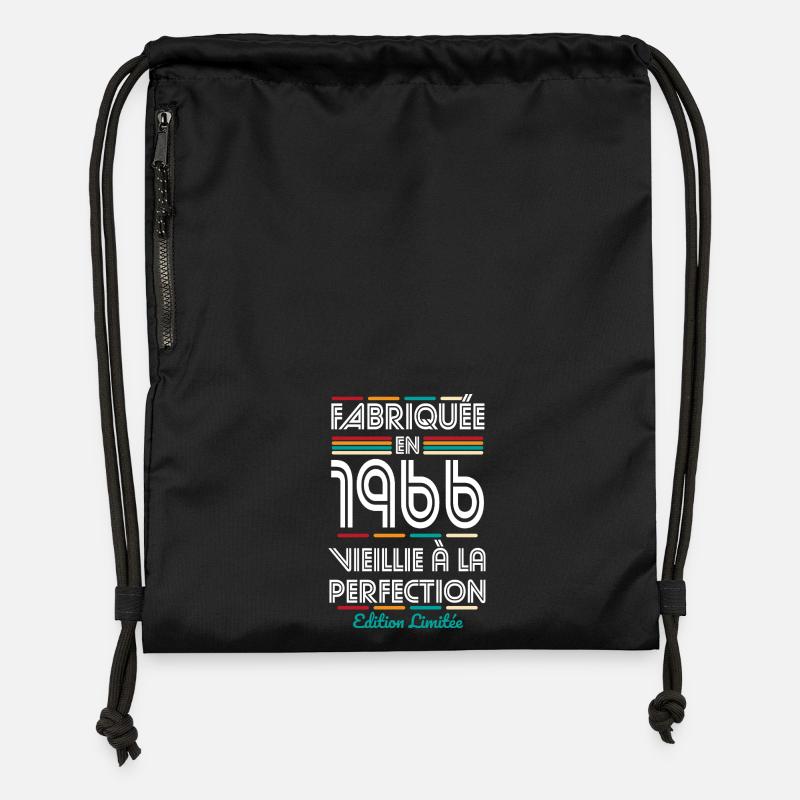1966 – Fabriquée – Vieillie à la perfection - Sac à cordon en polyester recyclé - noir
