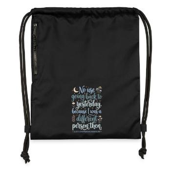Inspirierendes Zitat – "Yesterday" (Gestern) - Gymsac made from recycled material - black - Front