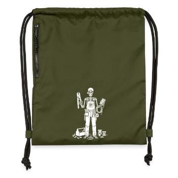 Électricien squelette avec boîte à outils - Sac à cordon en polyester recyclé - military green - Devant