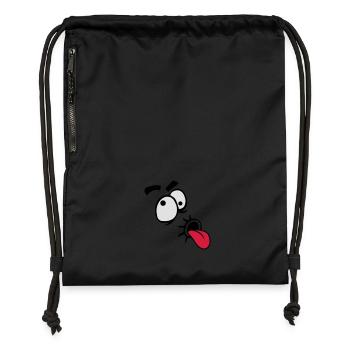 Funny Comic Face Cool Tongue Stick Out - Gymsac made from recycled material - black - Front
