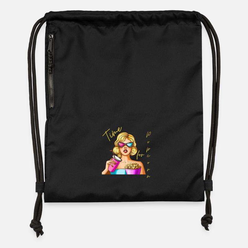 Time for Popcorn - Gymsac made from recycled material - black