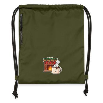 Chocomel chaud près du feu joyeux - Sac à cordon en polyester recyclé - military green - Devant