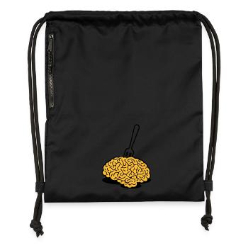 A brain with a fork - Gymsac made from recycled material - black - Front