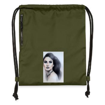 Woman with jewelry - Gymsac made from recycled material - military green - Front