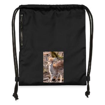 Fallow Deer (in german Damwild or Damhirsch) Dama - Gymsac made from recycled material - black - Front