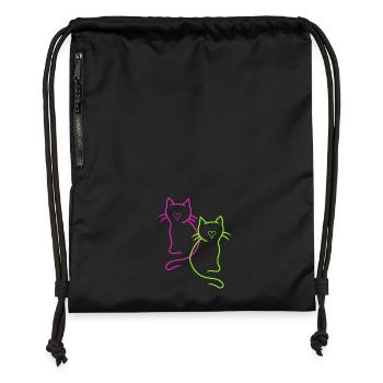 Coeur de chats rétro - Sac à cordon en polyester recyclé - noir - Devant