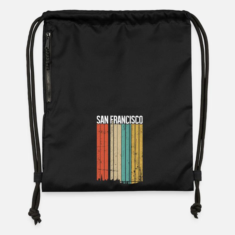Horizon arc-en-ciel de San Francisco - Sac à cordon en polyester recyclé - noir
