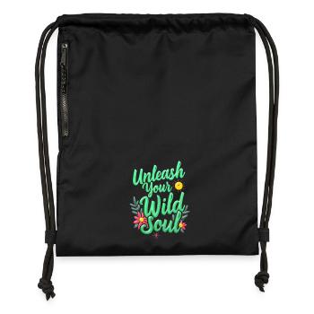 Liberez Votre Ame Sauvage - Unleash Your Wild Soul - Sac à cordon en polyester recyclé - noir - Devant