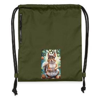 Schlaues Eichhörnchen Ich knacke jede Nuss - Turnbeutel aus Recycling-Material - military Green - Vorne