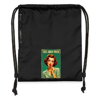 Retro Girl Design - Sucette « mignonne mais coquine » Edit - Sac à cordon en polyester recyclé - noir - Devant