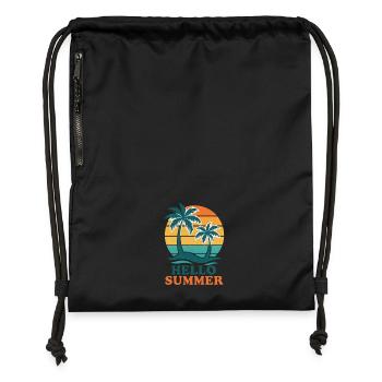 Strand mit Palmen und Sonnenuntergang - Turnbeutel aus Recycling-Material - Schwarz - Vorne