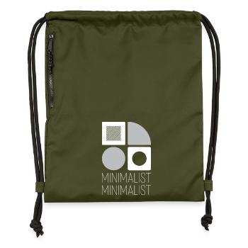 Minimalist geometry greys on white - Gymsac made from recycled material - military green - Front