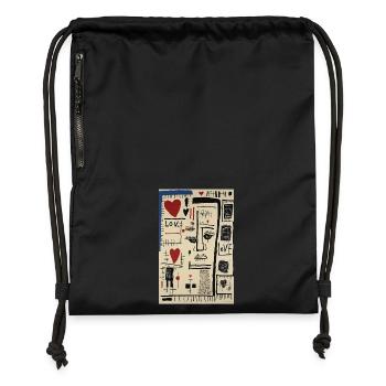 Cubist Face Love and Sketches - Gymsac made from recycled material - black - Front