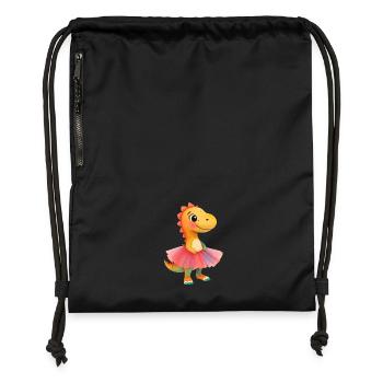 Dino Ballerina im Tutu - Turnbeutel aus Recycling-Material - Schwarz - Vorne