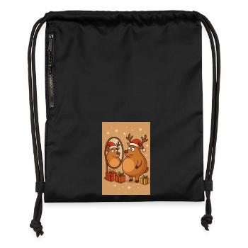 Weihnachten – Rene Humorvolles Design - Turnbeutel aus Recycling-Material - Schwarz - Vorne
