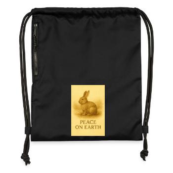 Paix sur Terre Imprimé Lapin - Sac à cordon en polyester recyclé - noir - Devant