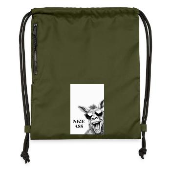 Nice Ass – Lustiges Esel Poster mit Humor - Turnbeutel aus Recycling-Material - military Green - Vorne
