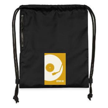 Design musical rétro de platine vinyle Spin Me - Sac à cordon en polyester recyclé - noir - Devant