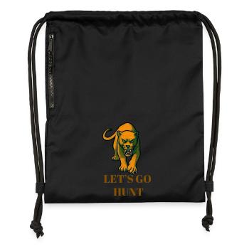 Lets Go Hunt Panther  - Gymsac made from recycled material - black - Front