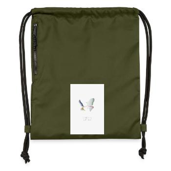 Veränderung beginnt leise Schmetterling Design - Turnbeutel aus Recycling-Material - military Green - Vorne