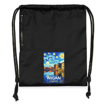 Wigan England Hafen Sternennacht Stil - Turnbeutel aus Recycling-Material - Schwarz - Vorne