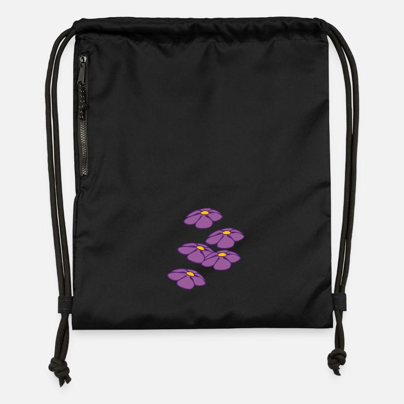 fleurs - Sac à cordon en polyester recyclé - noir