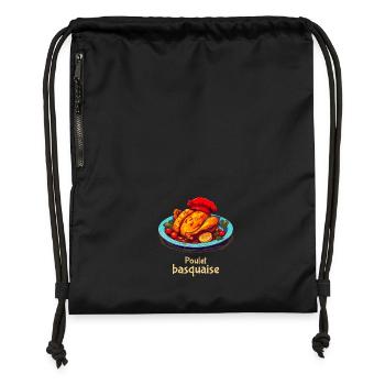 Poulet Basquaise - Texte clair - Sac à cordon en polyester recyclé - noir - Devant