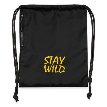 STAY WILD - Gymsac made from recycled material - black - Front