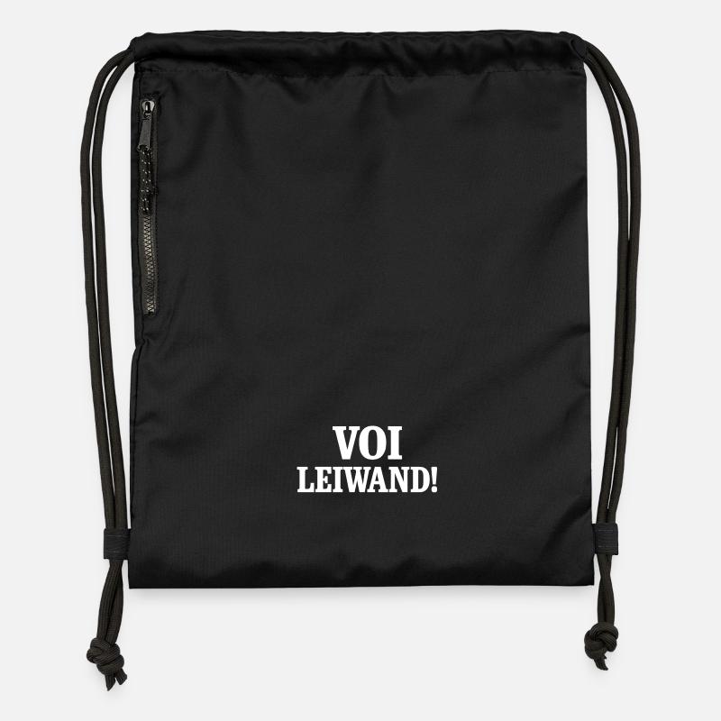 Voi Leiwand ! Conception de texte contrasté - Sac à cordon en polyester recyclé - noir