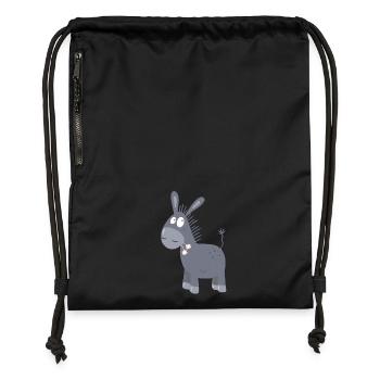 Little Donkey With Flowers I Muli Mule Comic - Gymsac made from recycled material - black - Front
