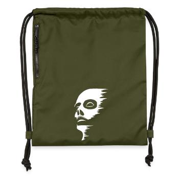 Ghostly face - Gymsac made from recycled material - military green - Front