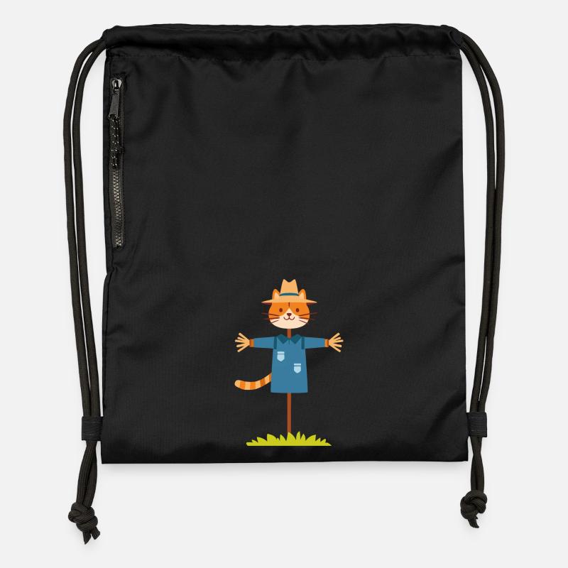 Chat épouvantail - Sac à cordon en polyester recyclé - noir