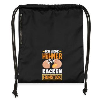 I love chickens – they poop breakfast - Gymsac made from recycled material - black - Front