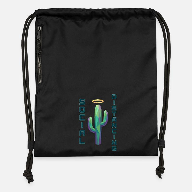 Cactus de distanciation sociale - Sac à cordon en polyester recyclé - noir