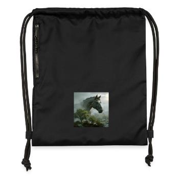 Étoile de cheval - Sac à cordon en polyester recyclé - noir - Devant