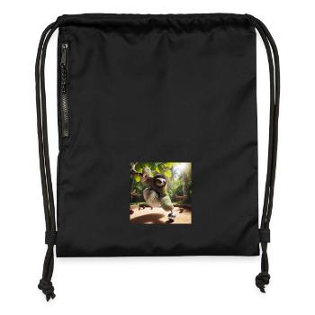 Faultier Tramp Petanque - Turnbeutel aus Recycling-Material - Schwarz - Vorne