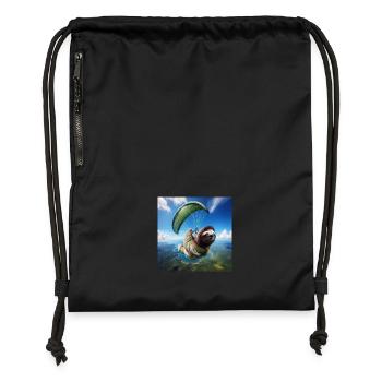 Faultier Wanderer Paragliding - Turnbeutel aus Recycling-Material - Schwarz - Vorne